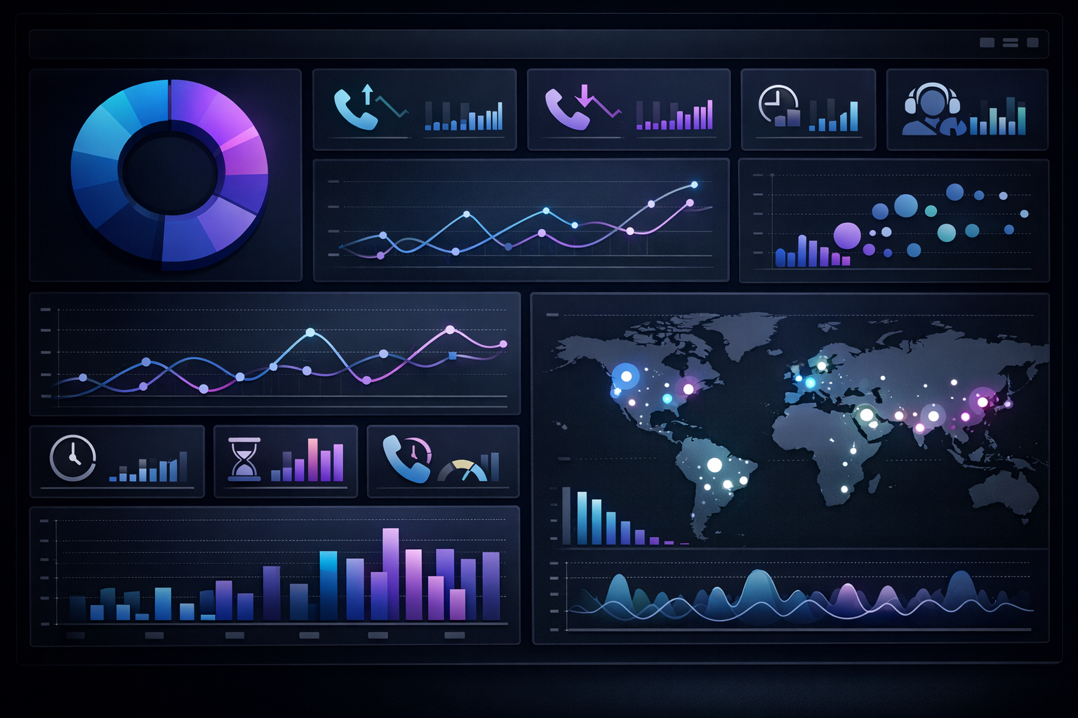 Modern analytics dashboard displaying real-time Teams Phone call metrics and performance data